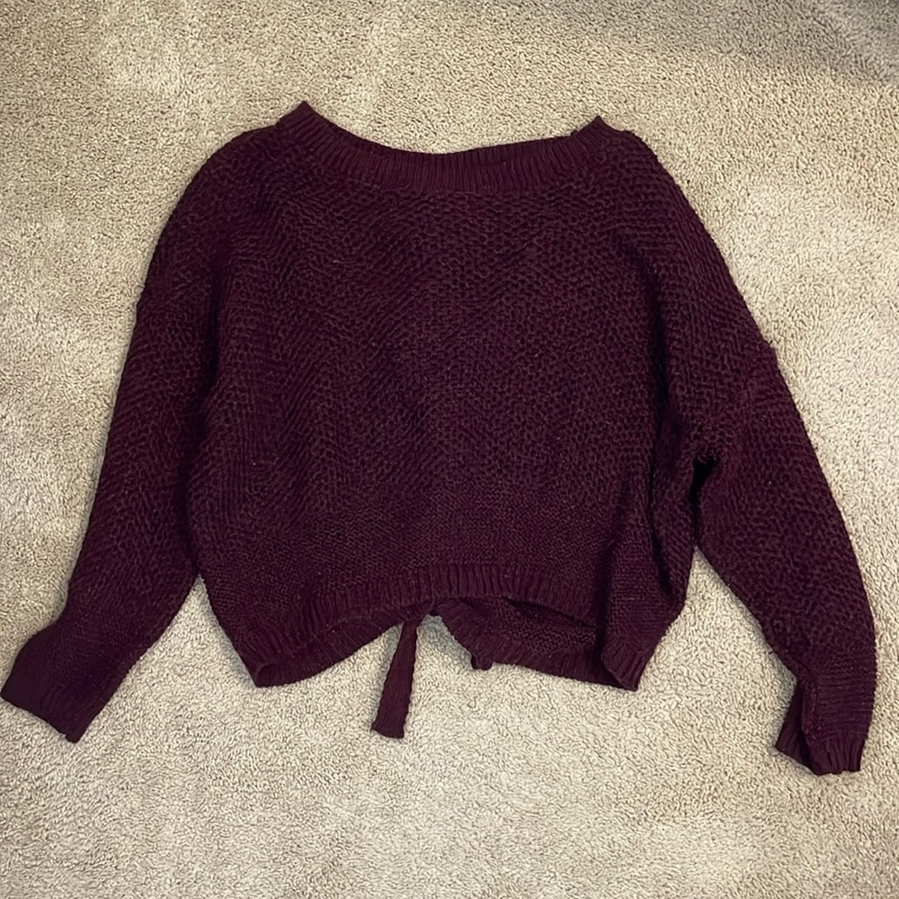 Express Maroon Sweater with tie up detailing in the back